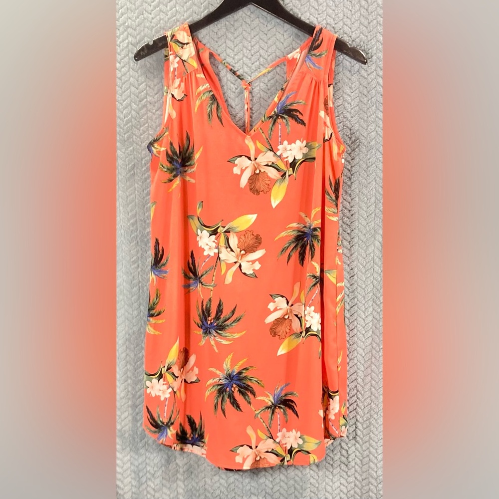Uncle Frank Tropical Orange Floral Midi Dress